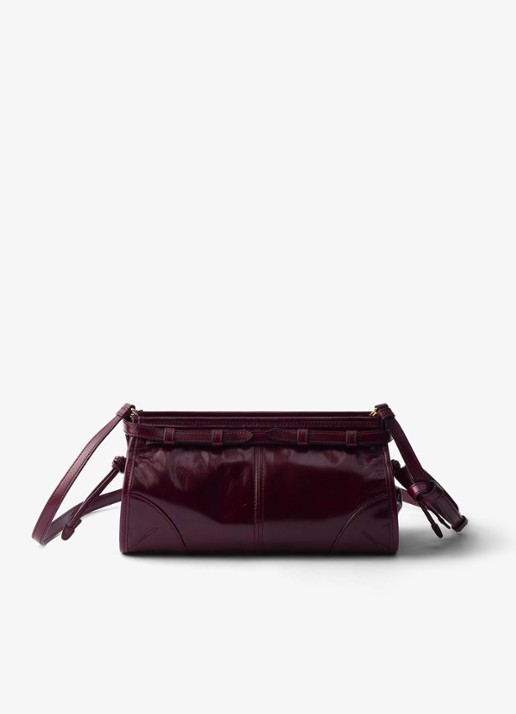 Prada Bonnie Small schoudertas van leer met afneembare schouderriem - achterkant 5 bordeauxrood