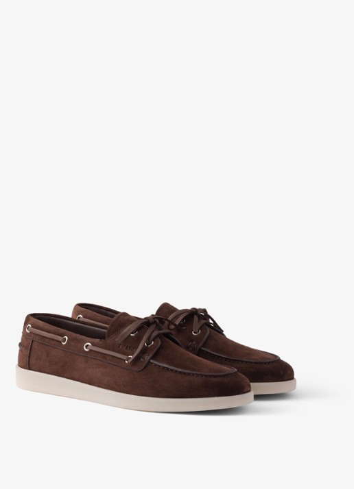 Prada Bootschoen van suède - voorkant 3 donkerbruin