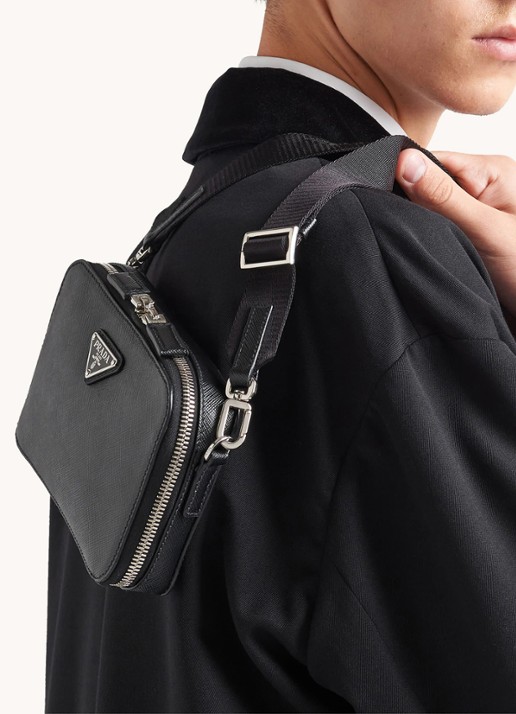 Prada Brique crossbodytas van leer - detail 4 zwart