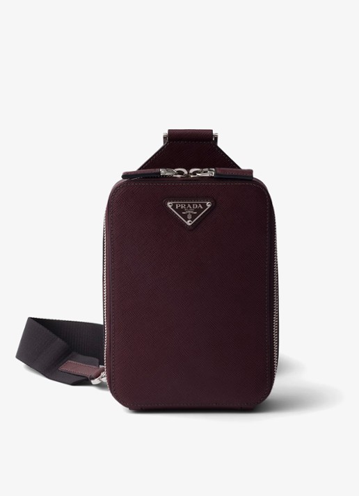 Prada Brique schoudertas van kalfsleer - voorkant 6 bordeauxrood
