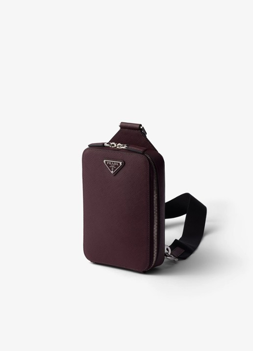 Prada Brique schoudertas van kalfsleer - voorkant 2 bordeauxrood