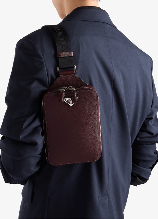 Prada Brique schoudertas van kalfsleer - voorkant 7 bordeauxrood