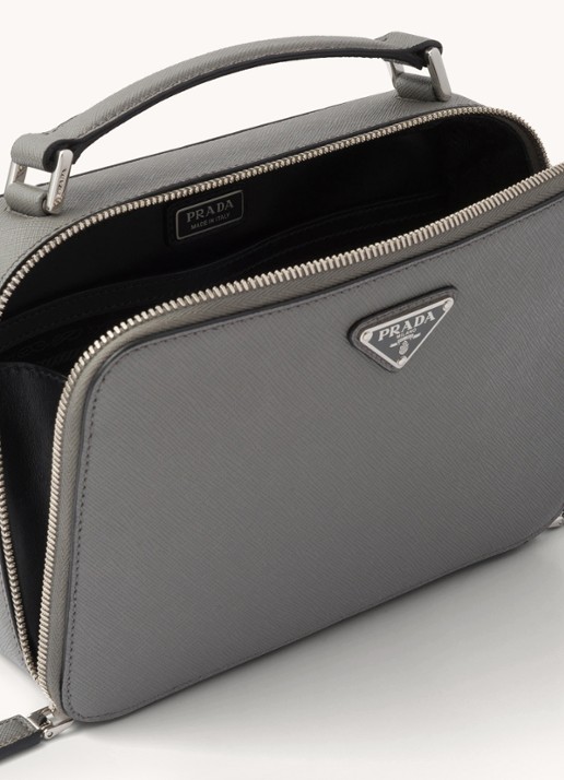 Prada Brique schoudertas van leer - detail 2 grijs