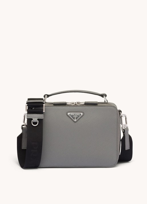 Prada Brique schoudertas van leer - voorkant 6 grijs