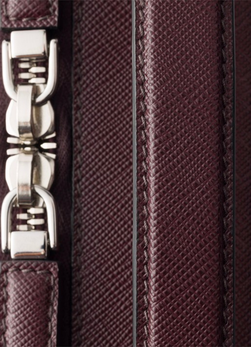 Prada Brique schoudertas van leer - detail 3 bordeauxrood