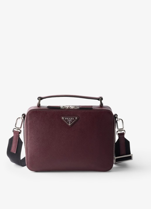 Prada Brique schoudertas van leer - voorkant 5 bordeauxrood