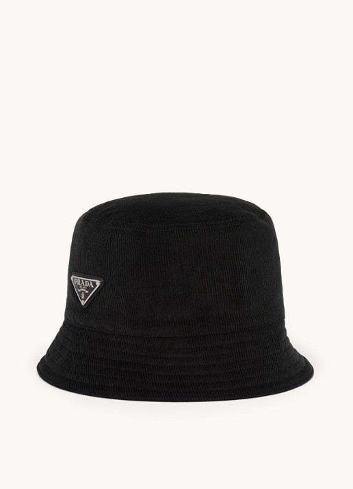 Prada Bucket hoed van corduroy - voorkant 3 zwart