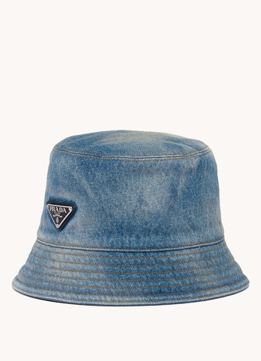 Prada Bucket hoed van denim met logo