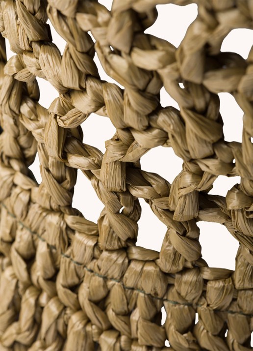 Prada Bucket hoed van raffia met logo - detail khaki