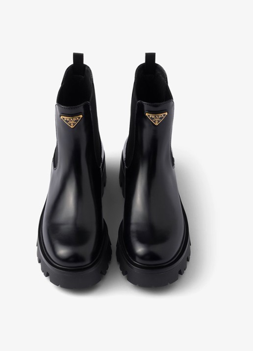 Prada Chelsea boot van leer - detail zwart