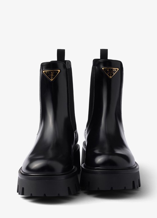 Prada Chelsea boot van leer - detail 2 zwart