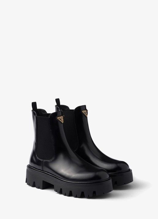 Prada Chelsea boot van leer - voorkant 5 zwart