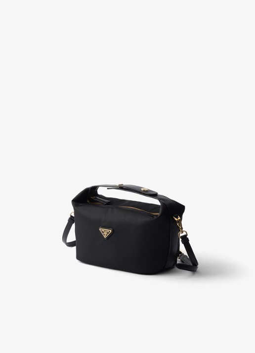 Prada Chérie Re-Nylon Mini handtas met leren details - detail 4 black