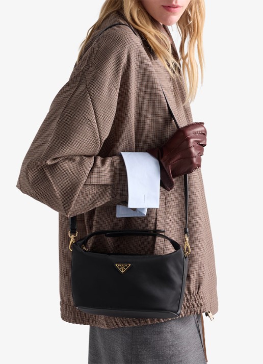 Prada Chérie Re-Nylon Mini handtas met leren details - detail 7 black