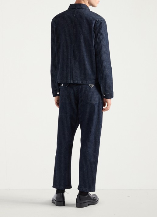 Prada Chevron regular fit overshirt met borstzak - achterkant indigo