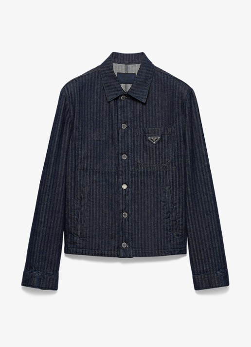 Prada Chevron regular fit overshirt met borstzak - voorkant 2 indigo