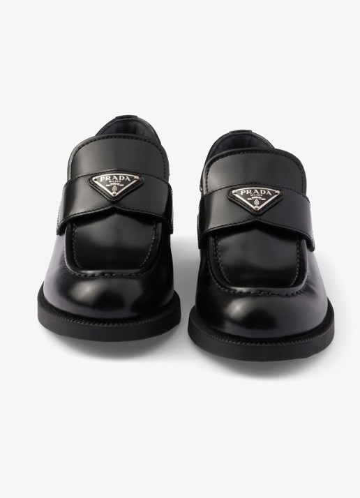 Prada Chocolate loafer van leer met logo  - detail 8 zwart