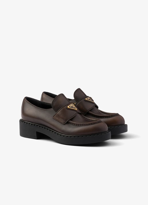 Prada Chocolate loafer van leer - voorkant 5 donkerbruin