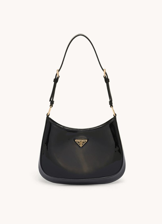 Prada Cleo schoudertas van lakleer - voorkant 2 zwart