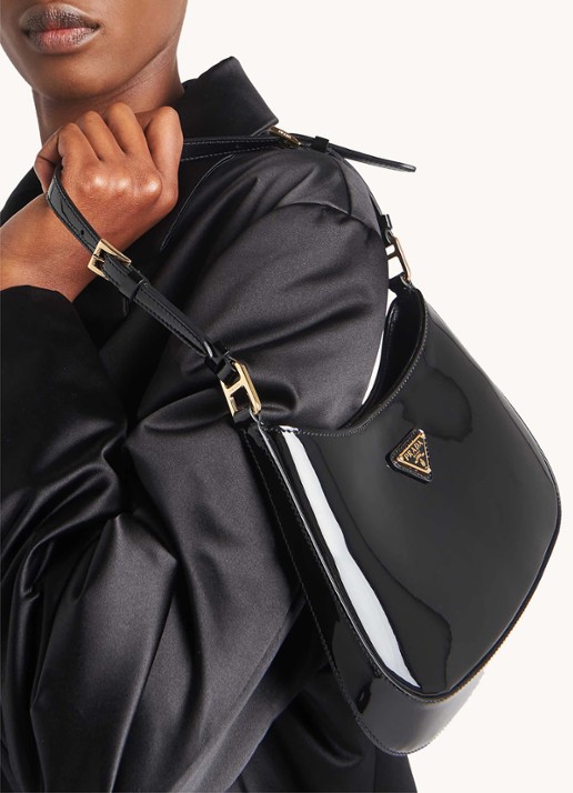 Prada Cleo schoudertas van lakleer - voorkant 3 zwart