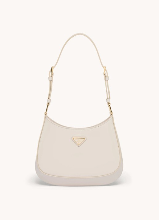 Prada Cleo schoudertas van lakleer - voorkant 2 creme