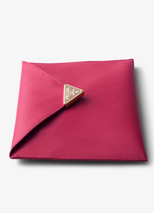 Prada Clutch van kalfsleer - detail donkerroze