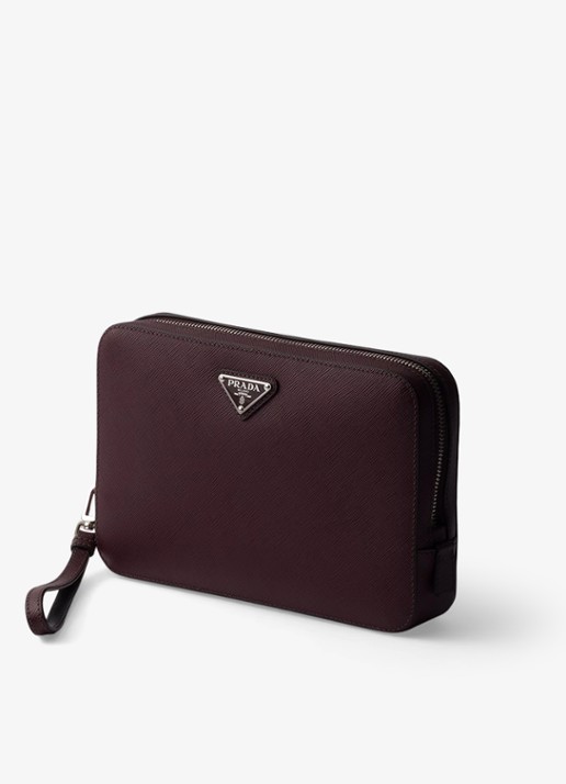 Prada Clutch van kalfsleer - voorkant 3 bordeauxrood