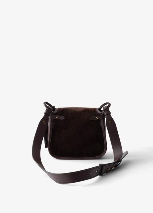 Prada Corsaire Mini schoudertas van corduroy met leren details - achterkant 6 donkerbruin
