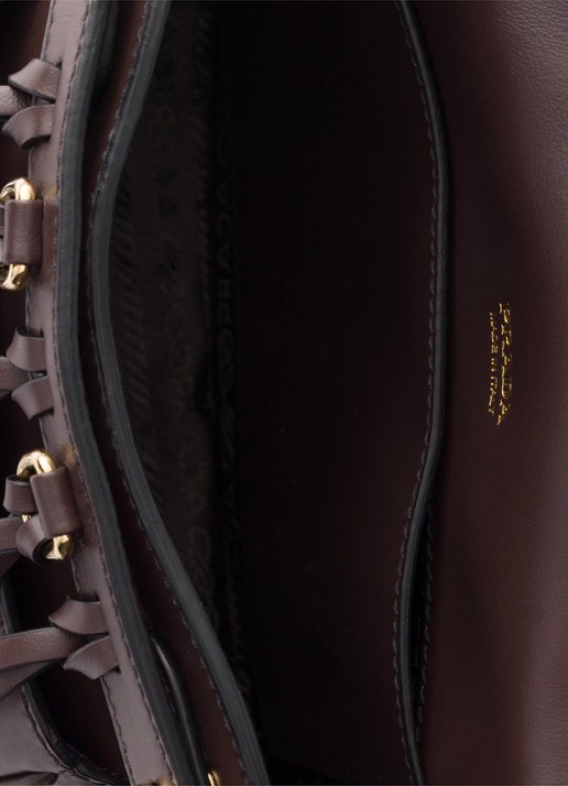 Prada Corsaire Mini schoudertas van corduroy met leren details - detail 5 donkerbruin
