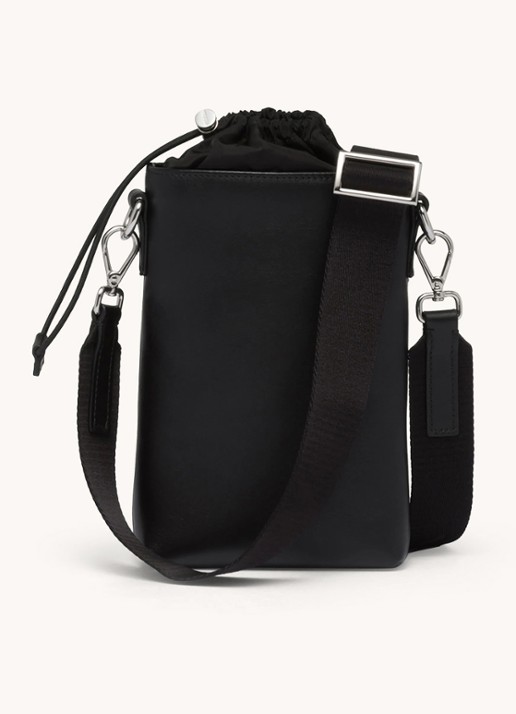 Prada Crossbody telefoonhoes van leer met afneembare schouderriem - detail 4 zwart