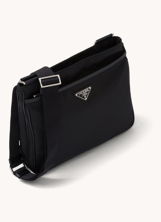Prada Crossbodytas met leren details - achterkant zwart