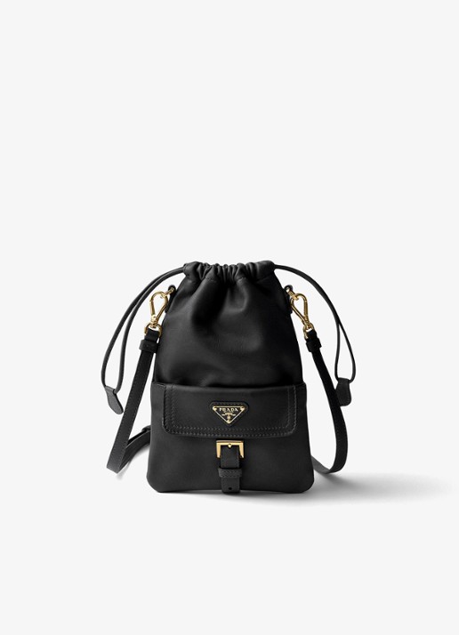 Prada Crossbodytas van lamsleer - voorkant 3 zwart