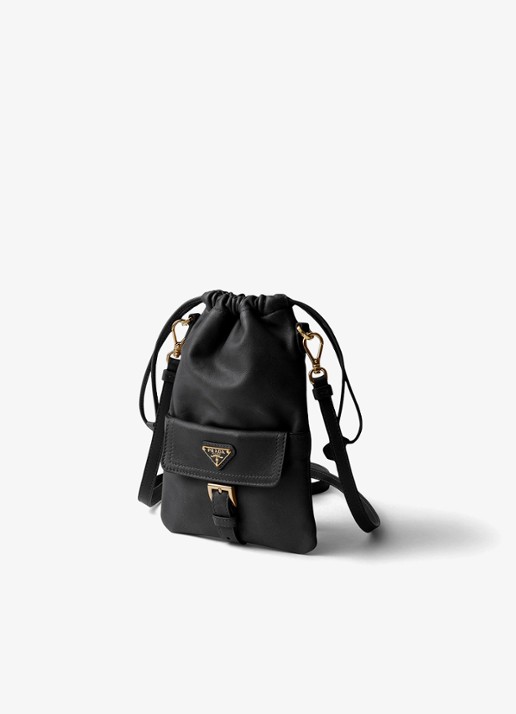 Prada Crossbodytas van lamsleer - voorkant 4 zwart