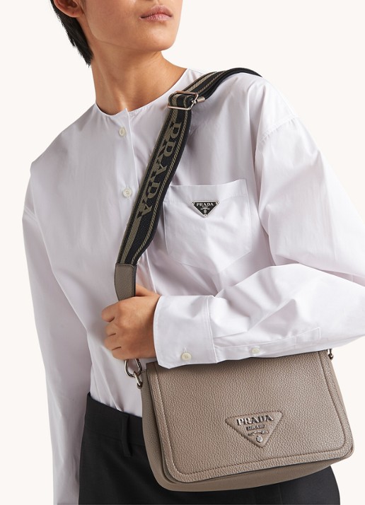 Prada Crossbodytas van leer - voorkant 3 zand