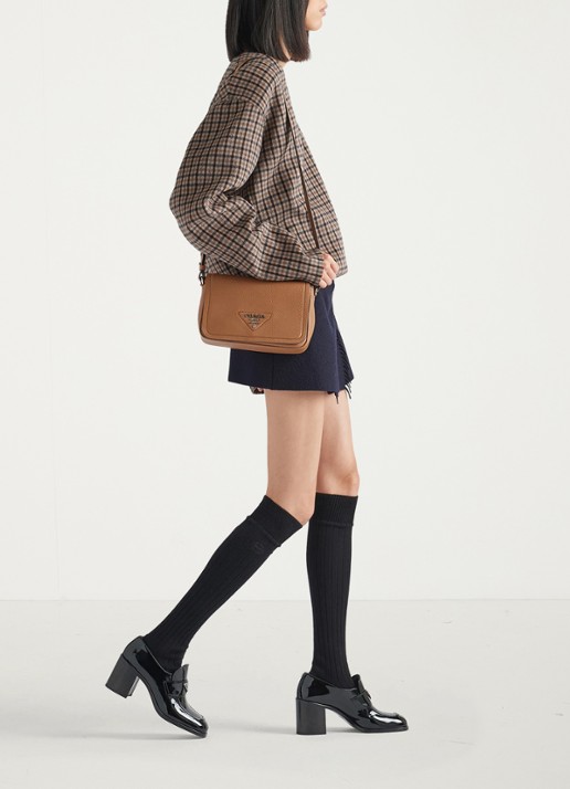 Prada Crossbodytas van leer - voorkant 2 bruin
