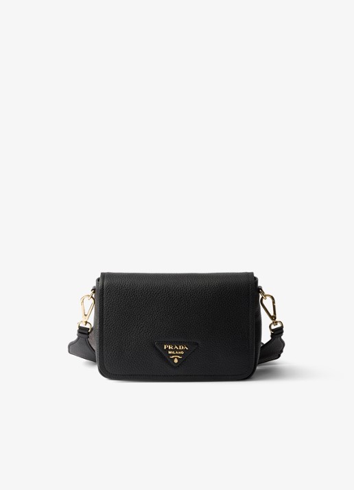 Prada Crossbodytas van leer - voorkant 5 diepzwart