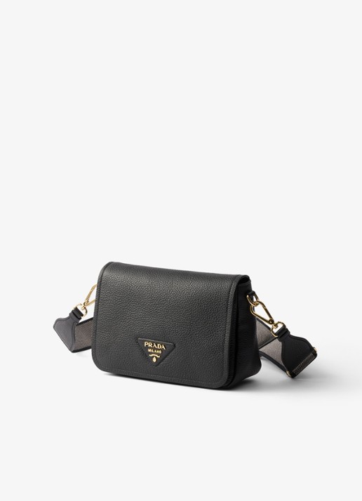 Prada Crossbodytas van leer - voorkant 6 diepzwart