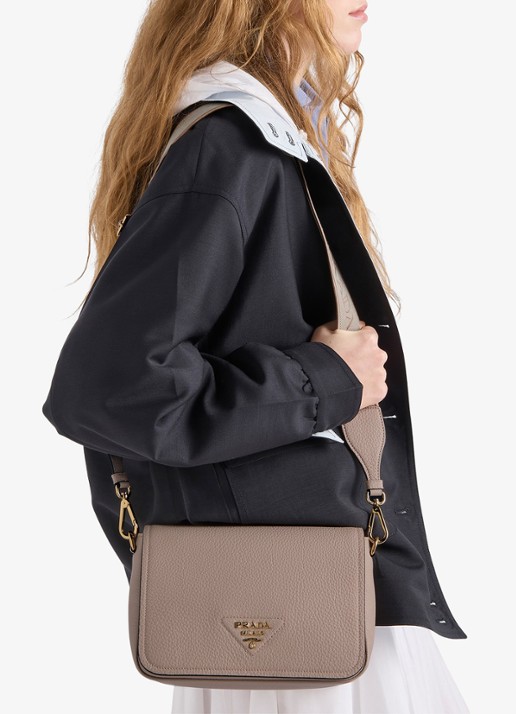 Prada Crossbodytas van leer - voorkant 2 taupe