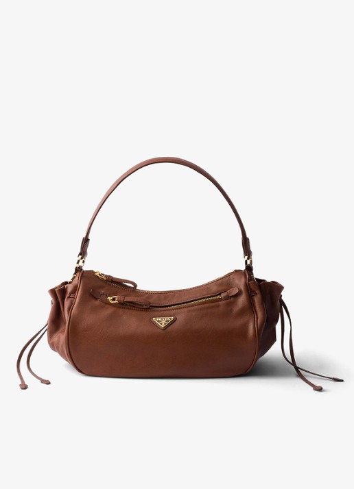 Prada Desiree Small schoudertas van kalfsleer - voorkant bruin