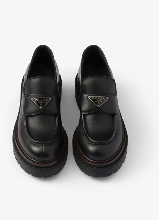 Prada Double Chocolate loafer van leer - detail zwart
