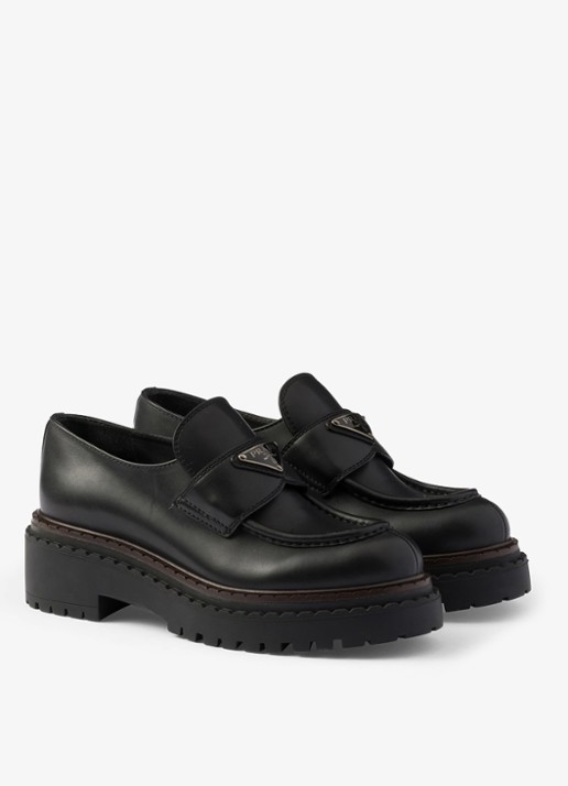 Prada Double Chocolate loafer van leer - voorkant 6 zwart