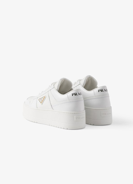 Prada Downtown Bold sneaker van leer met plateauzool - detail 5 wit