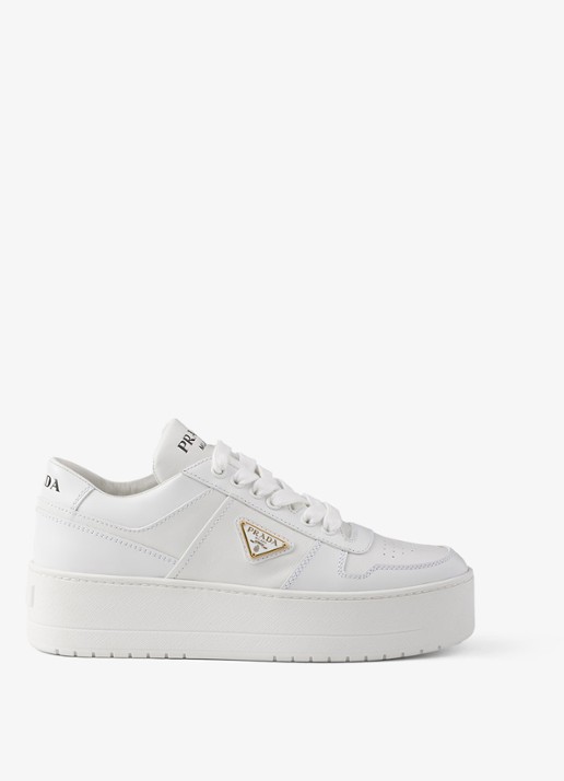 Prada Downtown Bold sneaker van leer met plateauzool - voorkant 7 wit