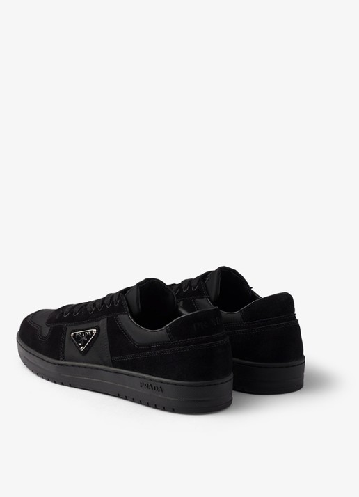 Prada Downtown Re-Nylon sneaker met suède details - achterkant 6 zwart