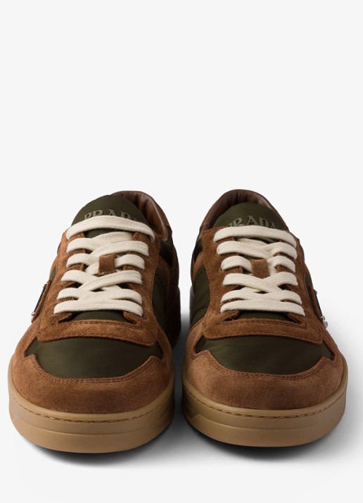 Prada Downtown Re-Nylon sneaker met suède details - detail 5 bruin