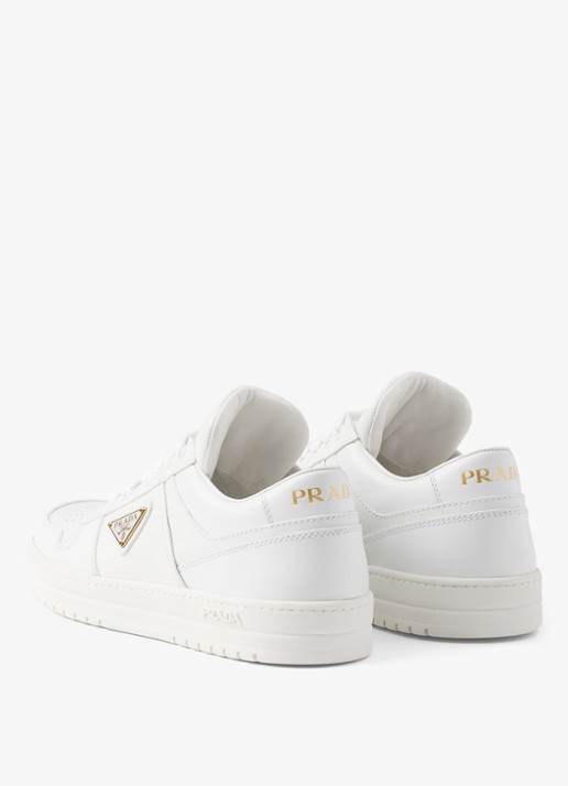 Prada Downtown sneaker van leer met logo - detail 4 wit