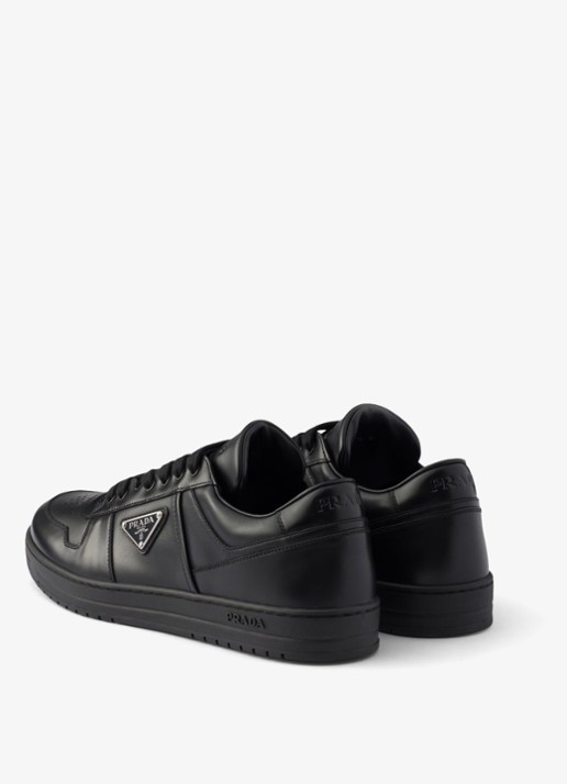 Prada Downtown sneaker van leer met logo - achterkant 4 zwart
