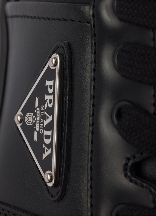 Prada Downtown sneaker van leer met logo - detail 3 zwart