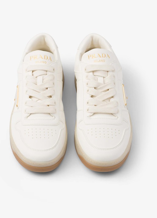 Prada Downtown sneaker van leer  - detail 6 gebroken wit
