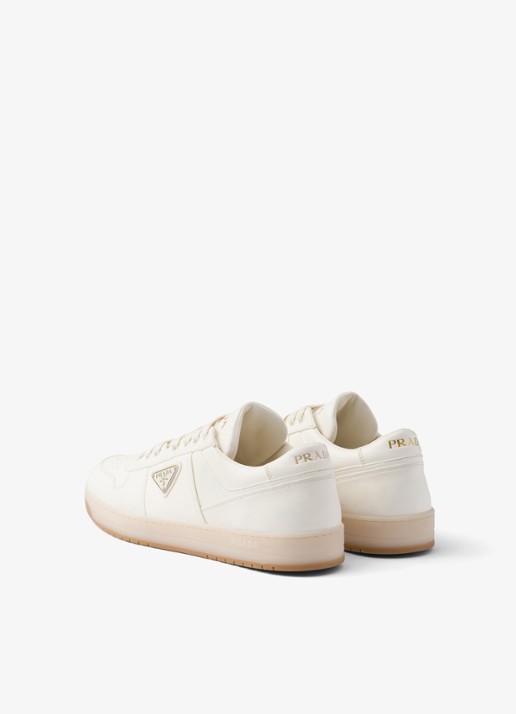 Prada Downtown sneaker van leer - achterkant 5 gebroken wit